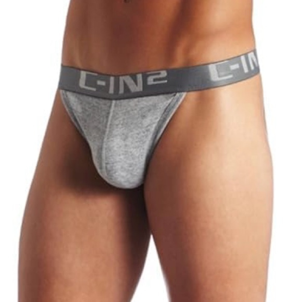C-IN2 Core Y-Back Low Rise Thong, Gray, Large - Picture 2 of 6